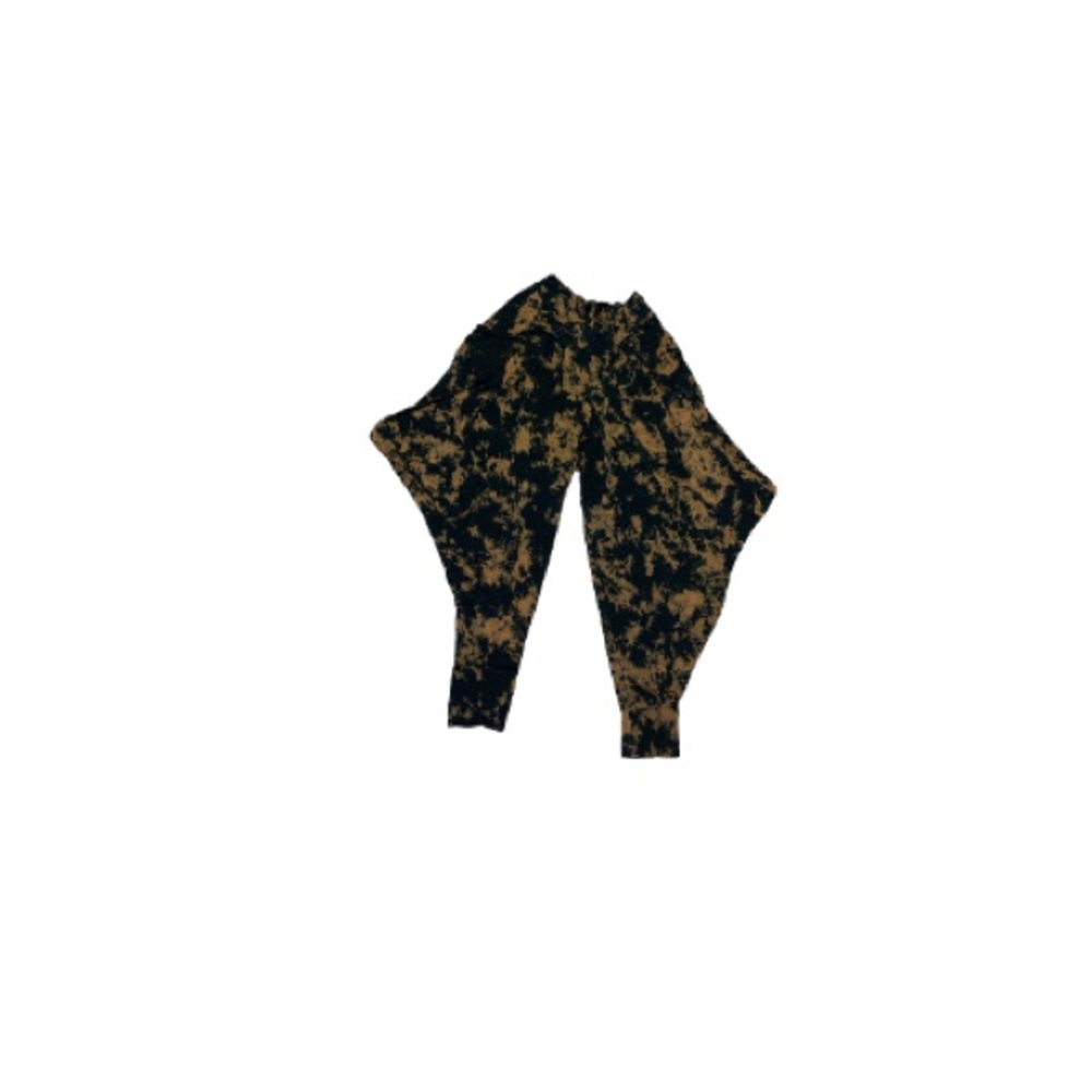 Ima Black and Caramel Tie Dyed Organic Cotton Harem Pants - Women’s Size Medium